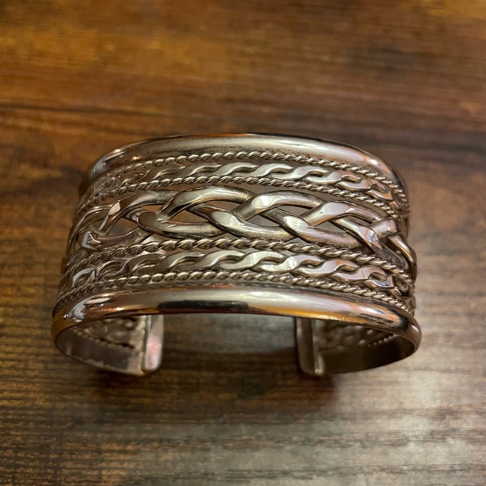 Braided Silver Cuff Bracelet